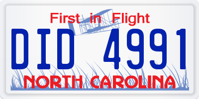 NC license plate DID4991