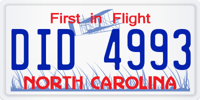 NC license plate DID4993