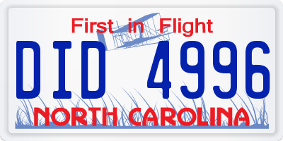 NC license plate DID4996