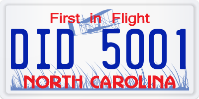 NC license plate DID5001