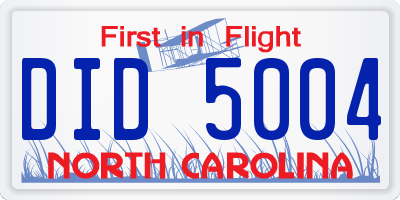NC license plate DID5004