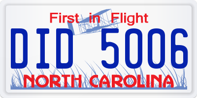 NC license plate DID5006