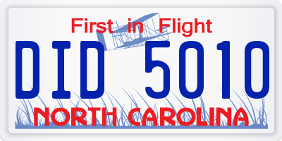 NC license plate DID5010