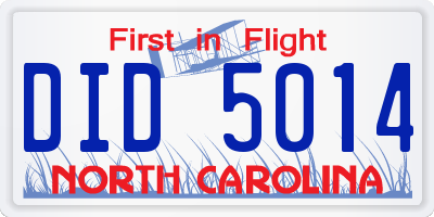 NC license plate DID5014