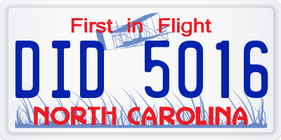 NC license plate DID5016
