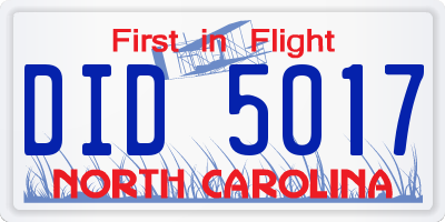 NC license plate DID5017