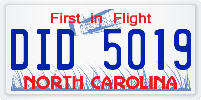 NC license plate DID5019