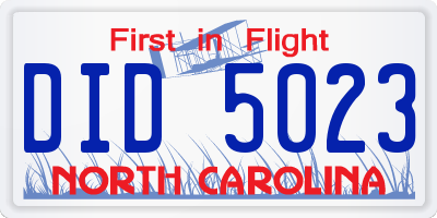 NC license plate DID5023