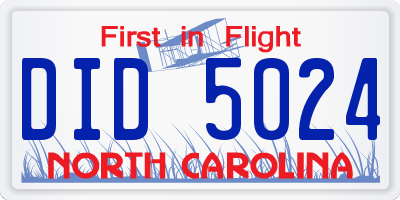 NC license plate DID5024