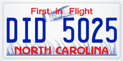 NC license plate DID5025