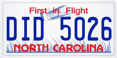 NC license plate DID5026