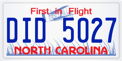 NC license plate DID5027