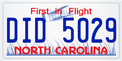 NC license plate DID5029