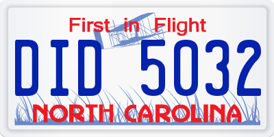 NC license plate DID5032