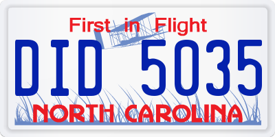 NC license plate DID5035