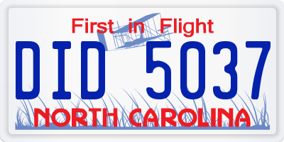 NC license plate DID5037