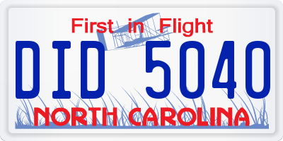 NC license plate DID5040