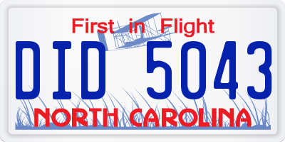NC license plate DID5043