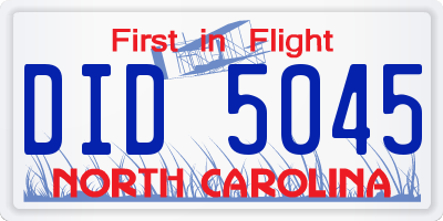 NC license plate DID5045