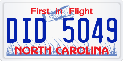 NC license plate DID5049