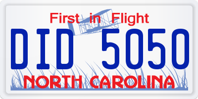 NC license plate DID5050