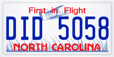 NC license plate DID5058