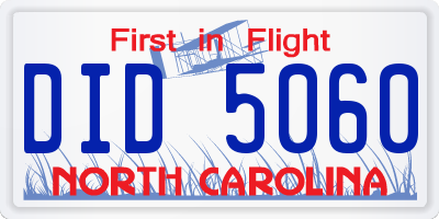 NC license plate DID5060