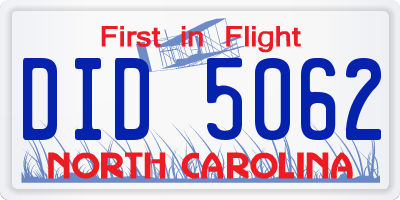 NC license plate DID5062