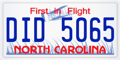 NC license plate DID5065