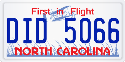 NC license plate DID5066