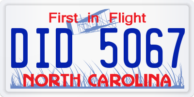 NC license plate DID5067