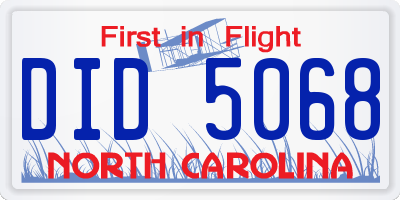 NC license plate DID5068