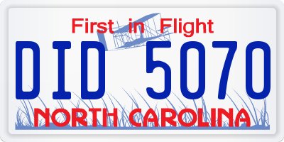 NC license plate DID5070