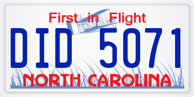 NC license plate DID5071