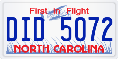 NC license plate DID5072
