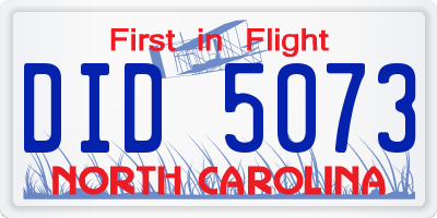 NC license plate DID5073