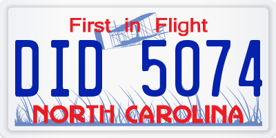 NC license plate DID5074