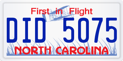 NC license plate DID5075