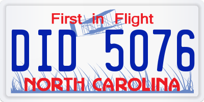 NC license plate DID5076