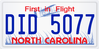 NC license plate DID5077