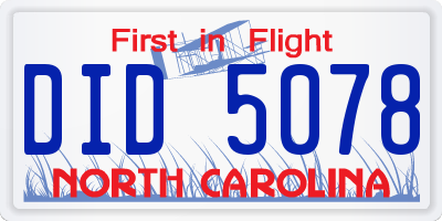 NC license plate DID5078