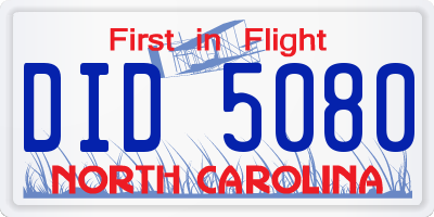 NC license plate DID5080
