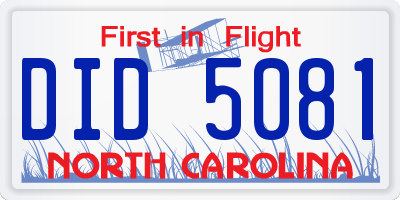 NC license plate DID5081