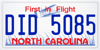 NC license plate DID5085