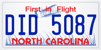 NC license plate DID5087