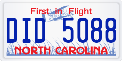 NC license plate DID5088