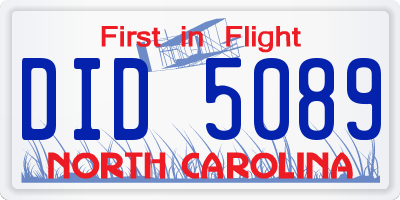 NC license plate DID5089