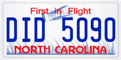 NC license plate DID5090