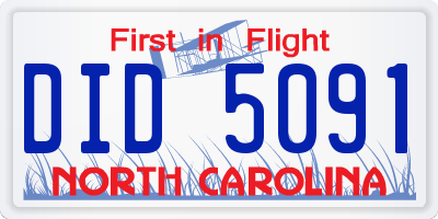 NC license plate DID5091