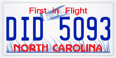 NC license plate DID5093